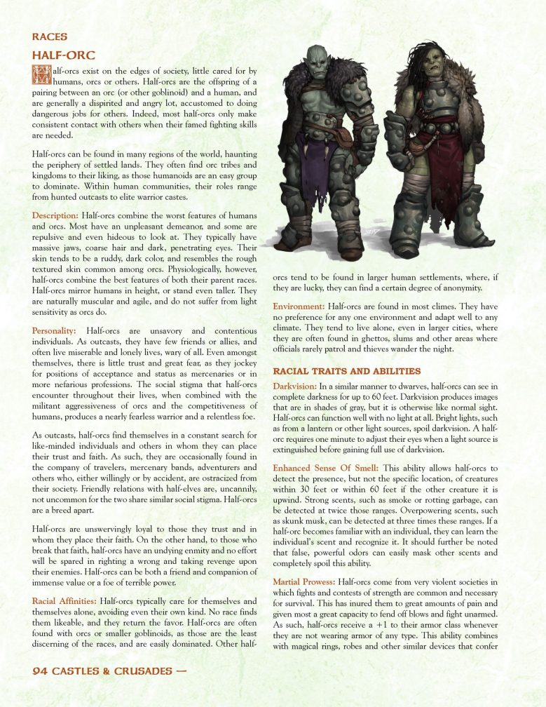 Castles & Crusades Players Handbook race example