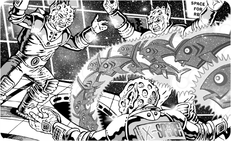 XCC #4 Death in the Dungeon of Tomorrow art example